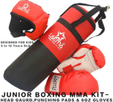 Junior Children Boxing Trainer Set-Kids Filled Punch Bag Head Guard Gloves Kick