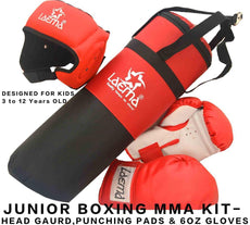 Boxing Trainer Set-Kids Filled Punch Bag Head Guard Gloves Kick Junior Children