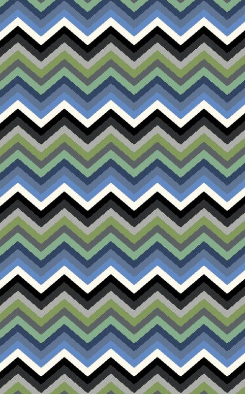 Botticelli Chevron Blue Zig-Zag Stripes Floor Rug Dining & Bed Room Stylish Carpet