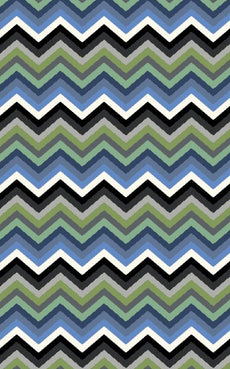 Botticelli Chevron Blue Zig-Zag Stripes Floor Rug Dining & Bed Room Stylish Carpet