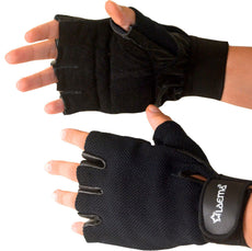 Pro Leather Mesh GEL Padded Gloves Gym Wear Exercise Workout Training Cycling